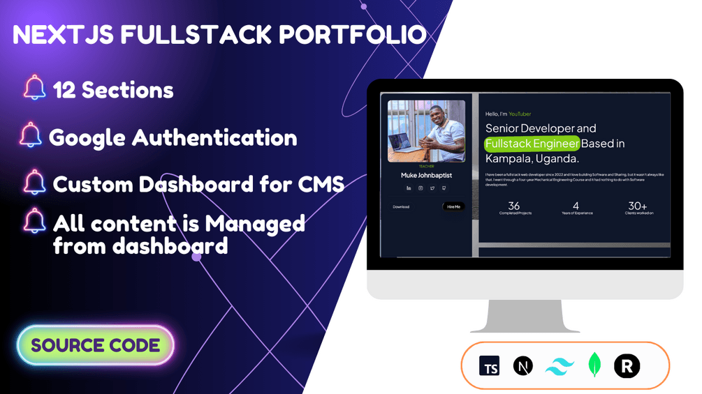 Modern Next.js & TypeScript  : Advanced Fullstack Portifolio Source Code